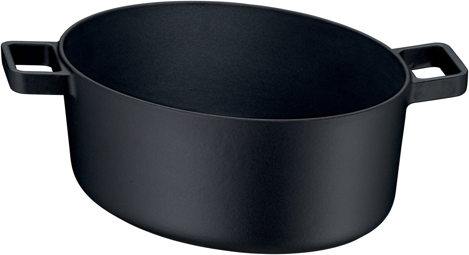 WMF Bräter FLAVOUR Schwarzer ovaler Bräter mit zwei Griffen, seitliche Perspektive