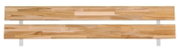 Holz-Metall-Kopfteil in Vorderansicht, bestehend aus zwei horizontalen Holzlatten mit natürlicher Maserung.