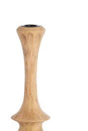 Holz-Kerzenständer in natürlicher Holzoptik, seitliche Perspektive