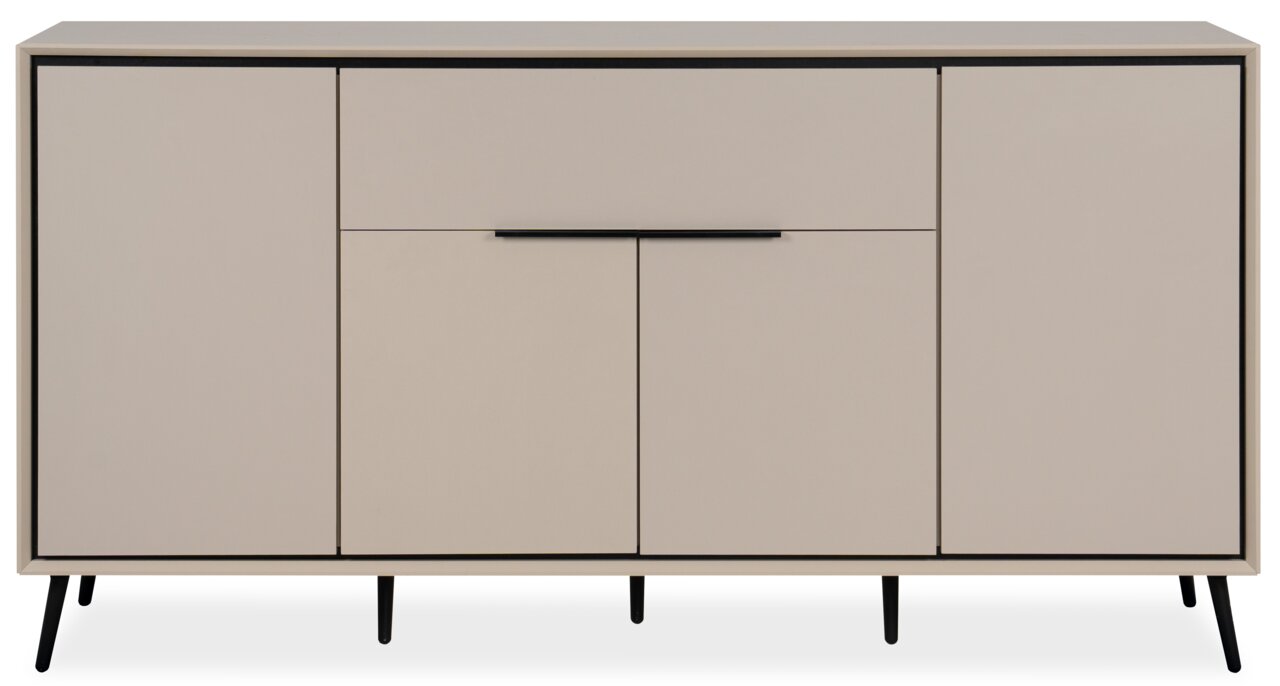 Modernes Sideboard in Beige mit schwarzen Beinen, Frontalansicht