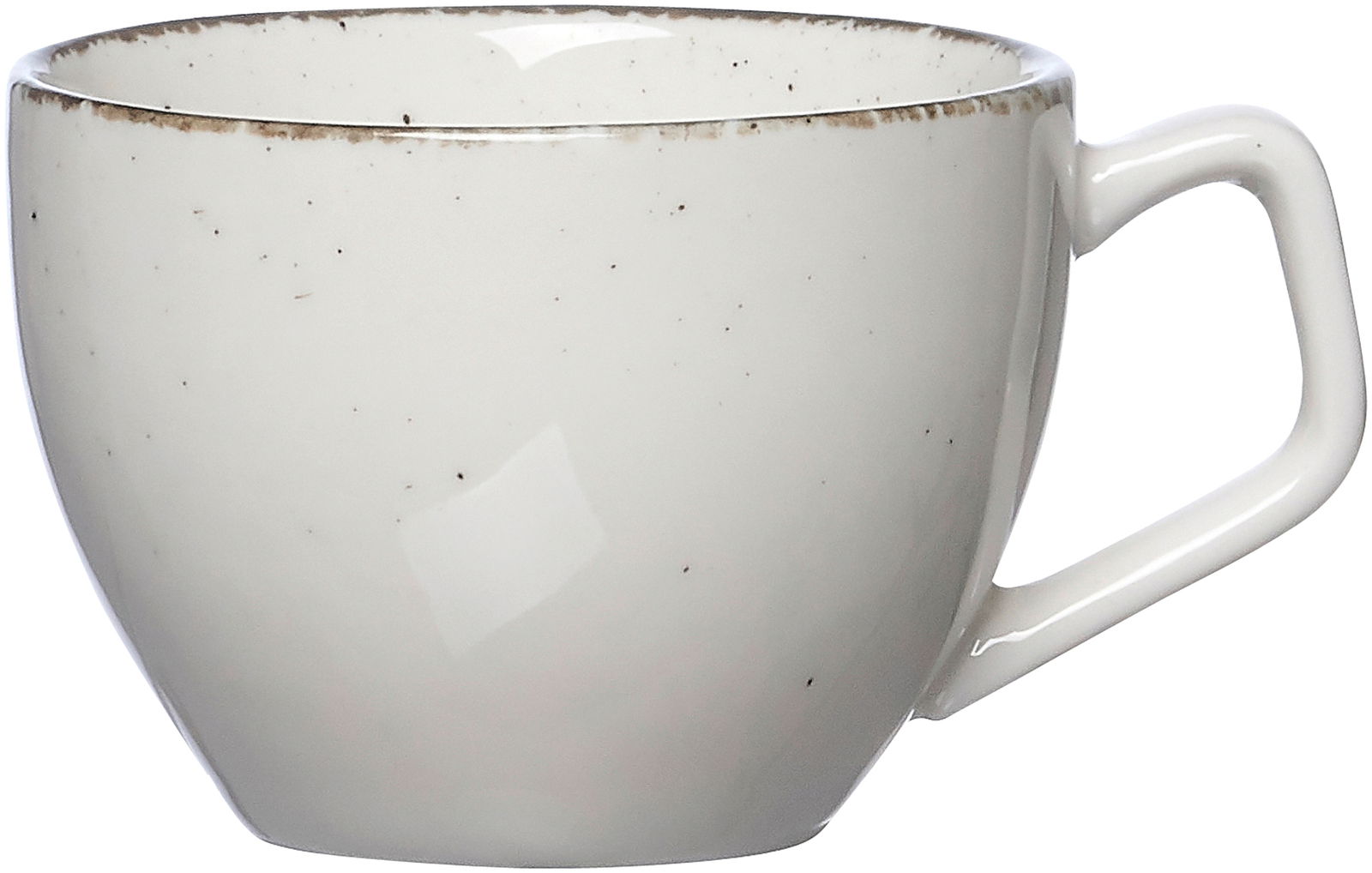 Beige Espressotasse Casa 80ml mit Henkel, seitliche Perspektive