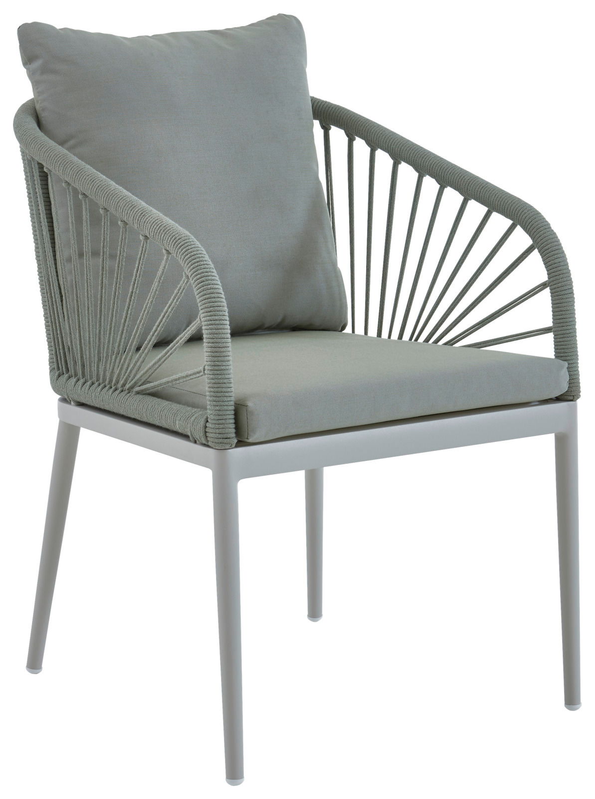 Niehoff-Garden Sessel IZOLA Moderner Sessel mit hellgrauem Kissen und geflochtenen Armlehnen, seitliche Perspektive