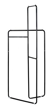 Zwarte metalen kapstok met een minimalistisch ontwerp, zijaanzicht