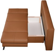 Brauner Querschläfer mit geöffneter Bettkastenansicht von oben