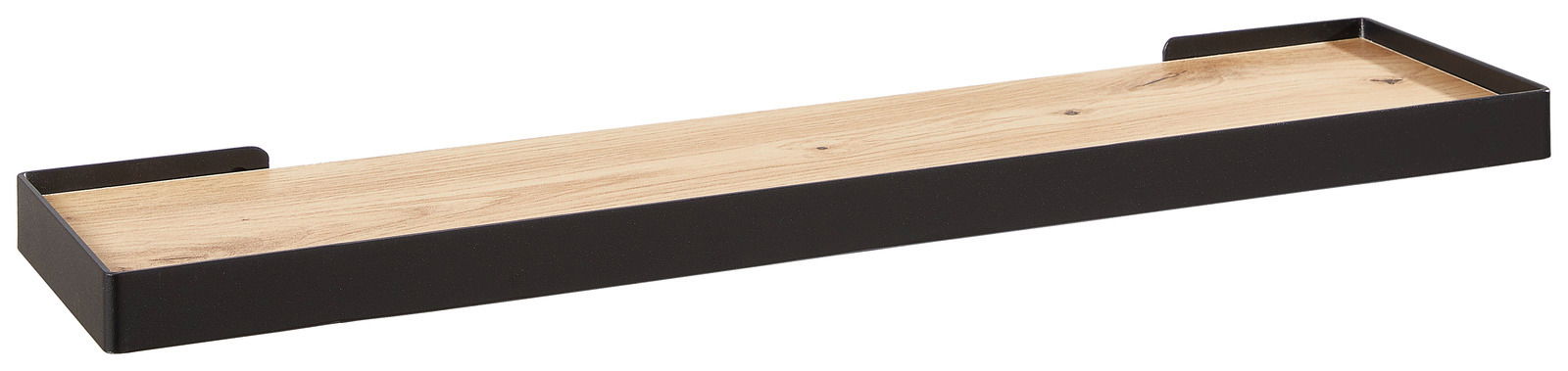 Wandboard aus Holz mit schwarzem Metallrahmen, seitliche Perspektive