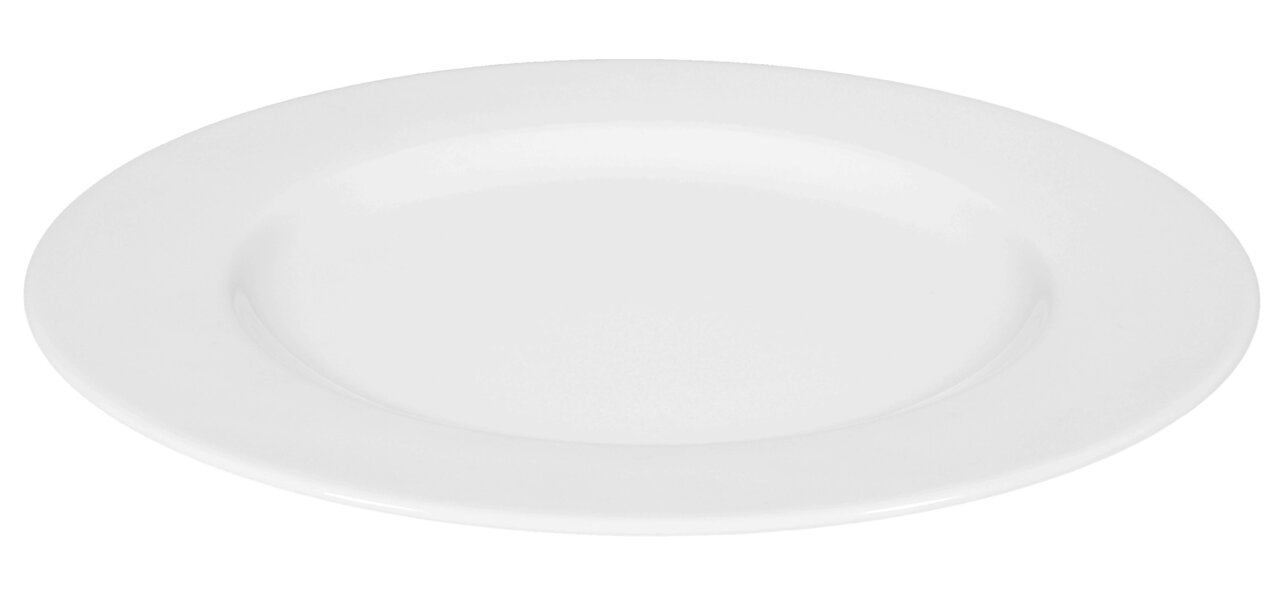 Weißer Speiseteller Rondo/Liane 27cm, seitliche Perspektive