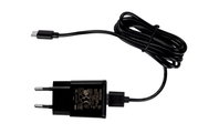 Zwarte USB-C-oplader met kabel, bovenaanzicht