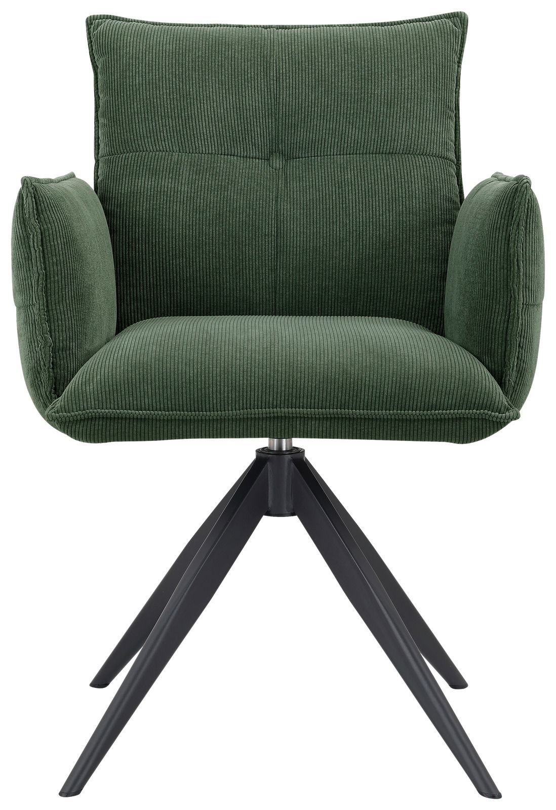 Grüner Armlehnstuhl mit modernem Design, Vorderansicht
