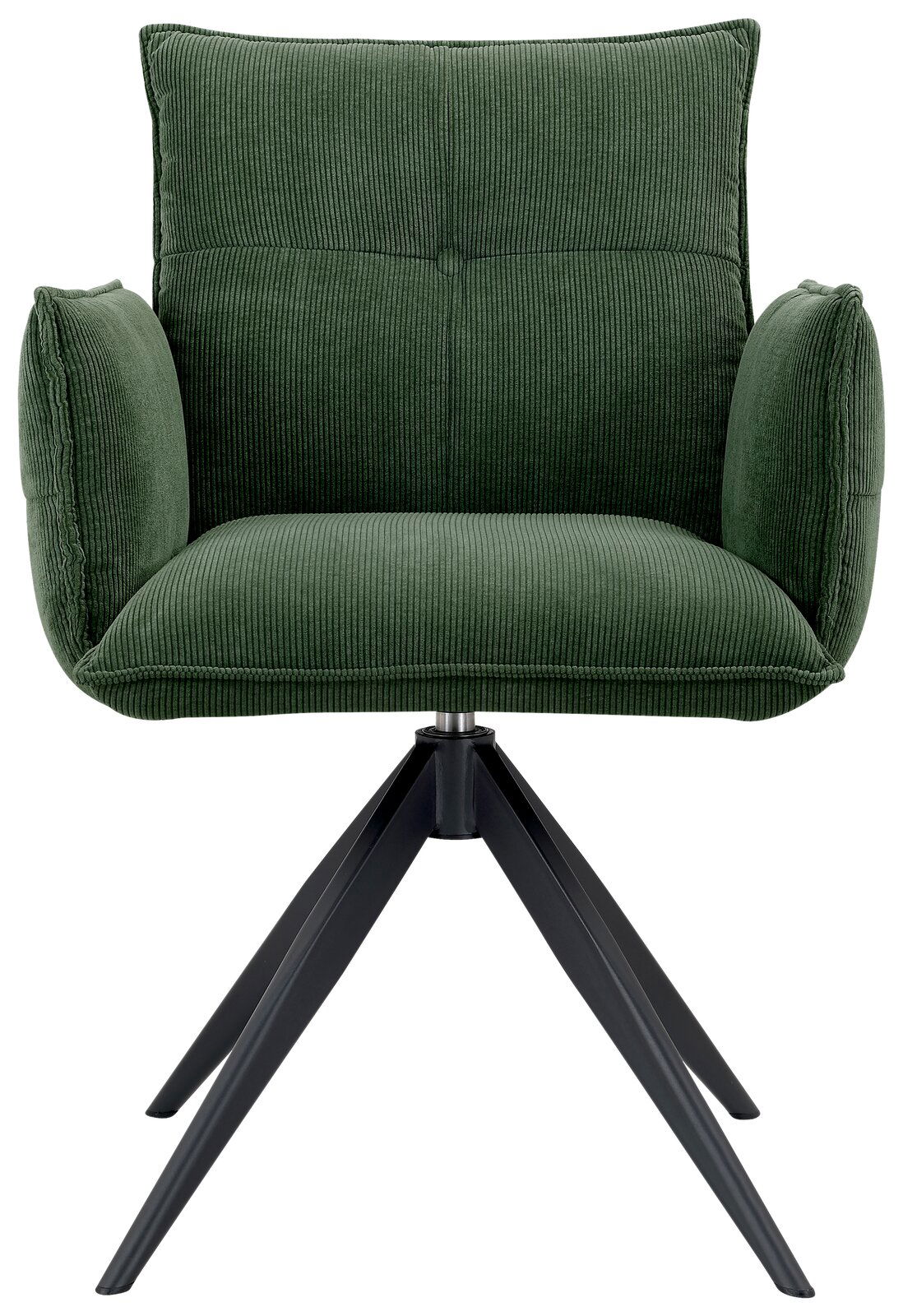 Grüner Armlehnstuhl mit modernem Design, Vorderansicht