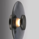 Moderne Wand- und Deckenleuchte PURE V aus Glas und Metall, seitliche Perspektive