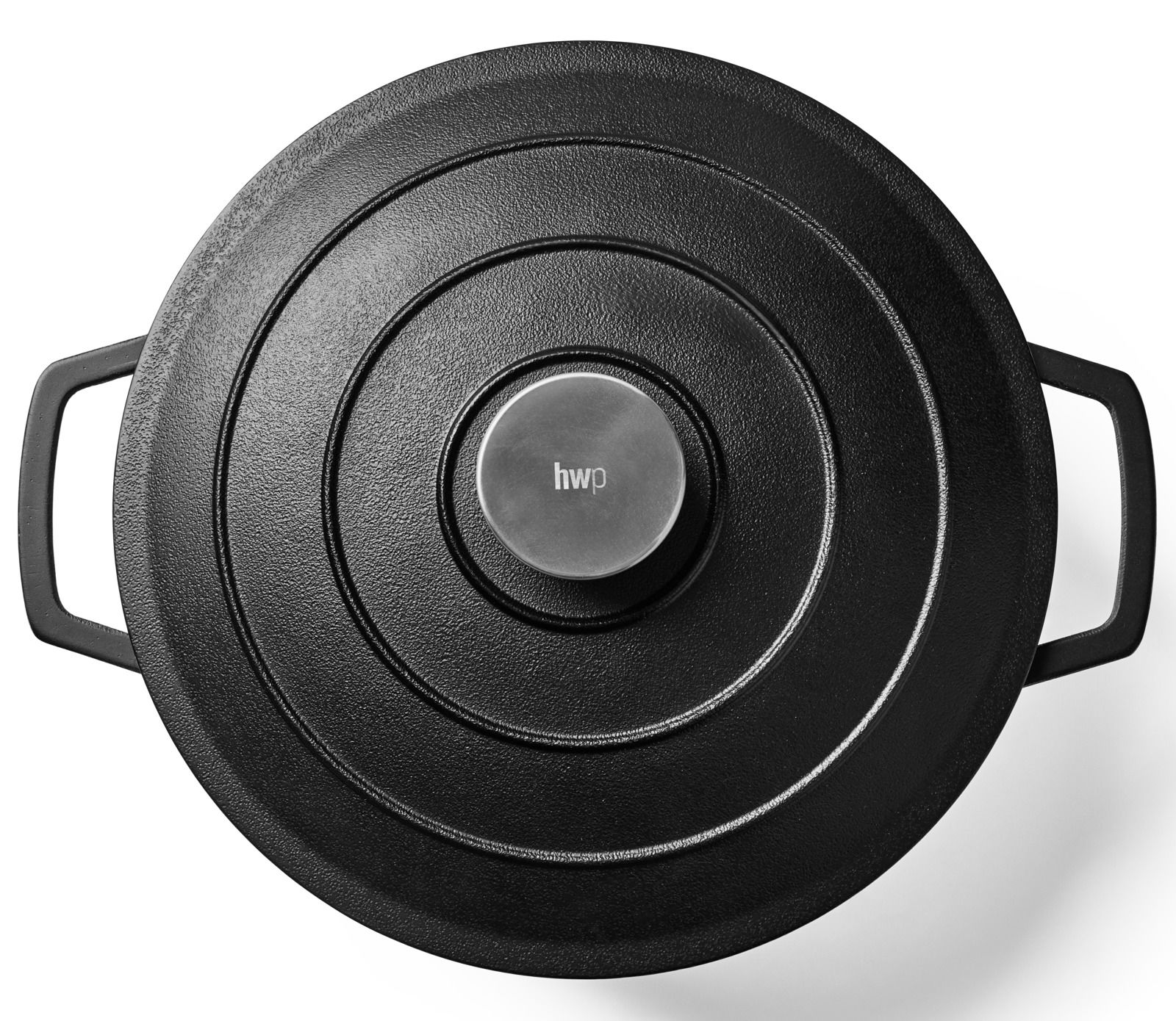 Schwarzer Kochtopf mit Deckel, Draufsicht