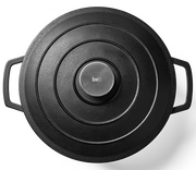 Schwarzer Kochtopf mit Deckel, Draufsicht