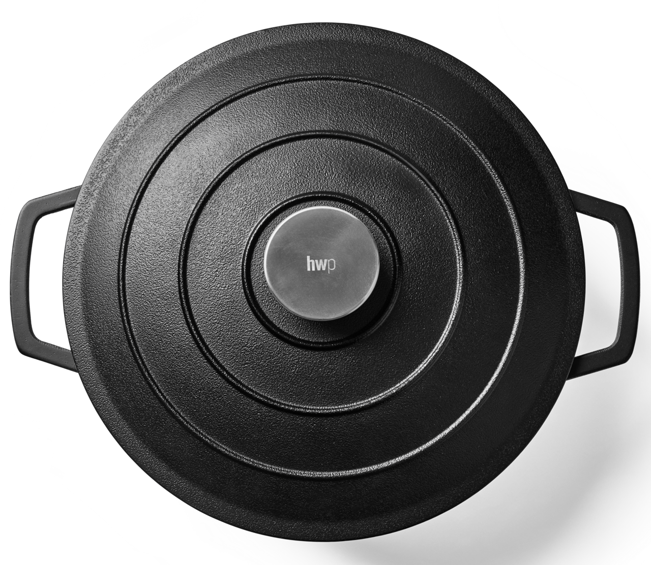 Schwarzer Kochtopf mit Deckel, Draufsicht