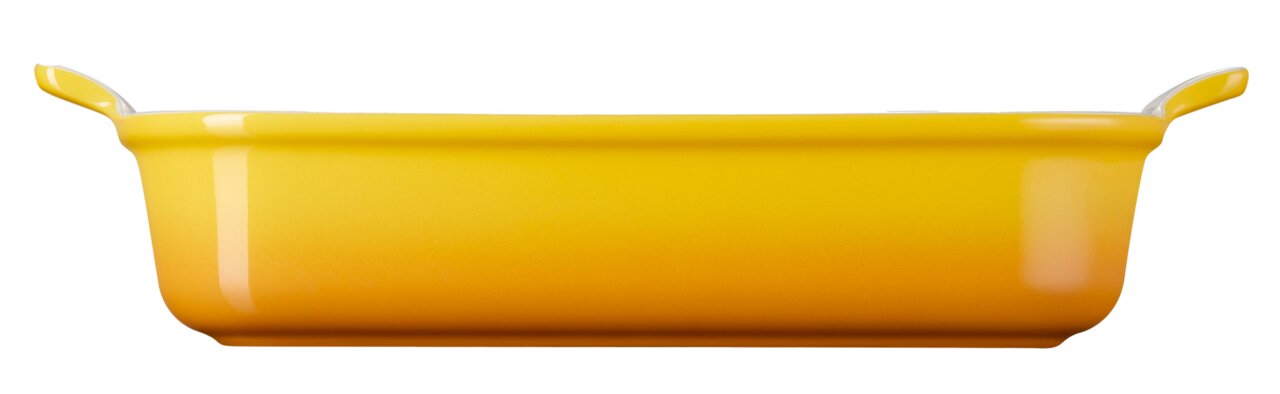 Gelbe Auflaufform 32cm Nectar, Seitenansicht mit Griffen