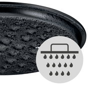Nahaufnahme des Deckels eines WMF Flavour Bräters mit Wassertropfen und einem Symbol für gleichmäßige Feuchtigkeitsverteilung.