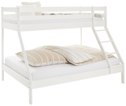 Weißes Etagenbett mit Leiter, seitliche Perspektive