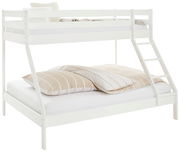 Weißes Etagenbett mit Leiter, seitliche Perspektive