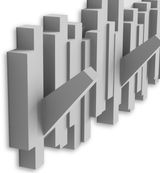 Moderne Wandgarderobe mit geometrischem Design, seitliche Perspektive