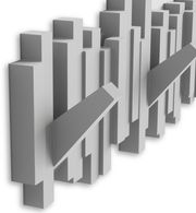 Moderne Wandgarderobe mit geometrischem Design, seitliche Perspektive