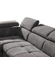 Graue Eckgarnitur mit verstellbaren Kopfstützen, Nahaufnahme von der Seite