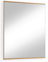 Rechteckiger Wandspiegel mit schmalem Holzrahmen, seitliche Perspektive