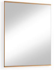 Rechteckiger Wandspiegel mit schmalem Holzrahmen, seitliche Perspektive