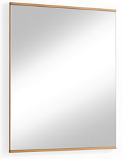Rechteckiger Wandspiegel mit schmalem Holzrahmen, seitliche Perspektive