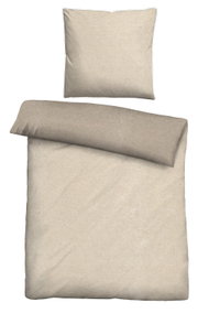 Beige Melange-Flanell Bettwäsche-Set bestehend aus einem Kissenbezug und einem Bettdeckenbezug, Draufsicht