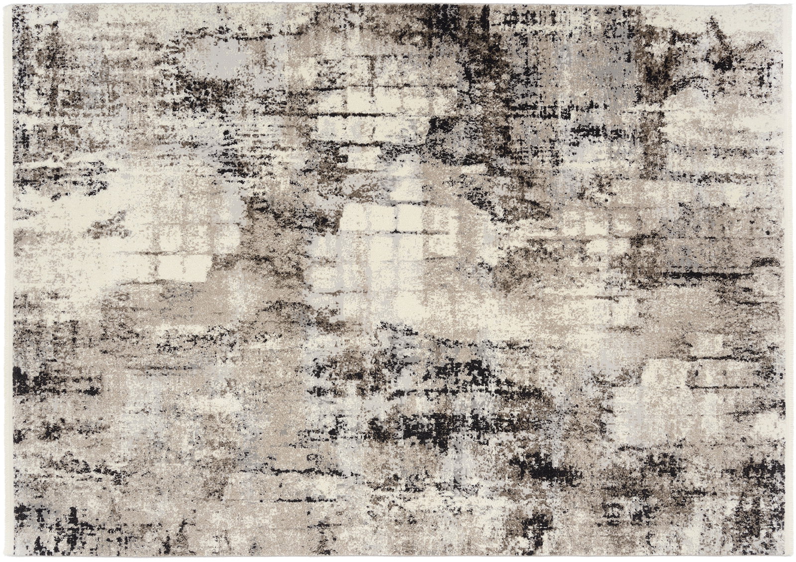 Moderner Designer Teppich mit abstraktem Muster in neutralen Tönen, Draufsicht