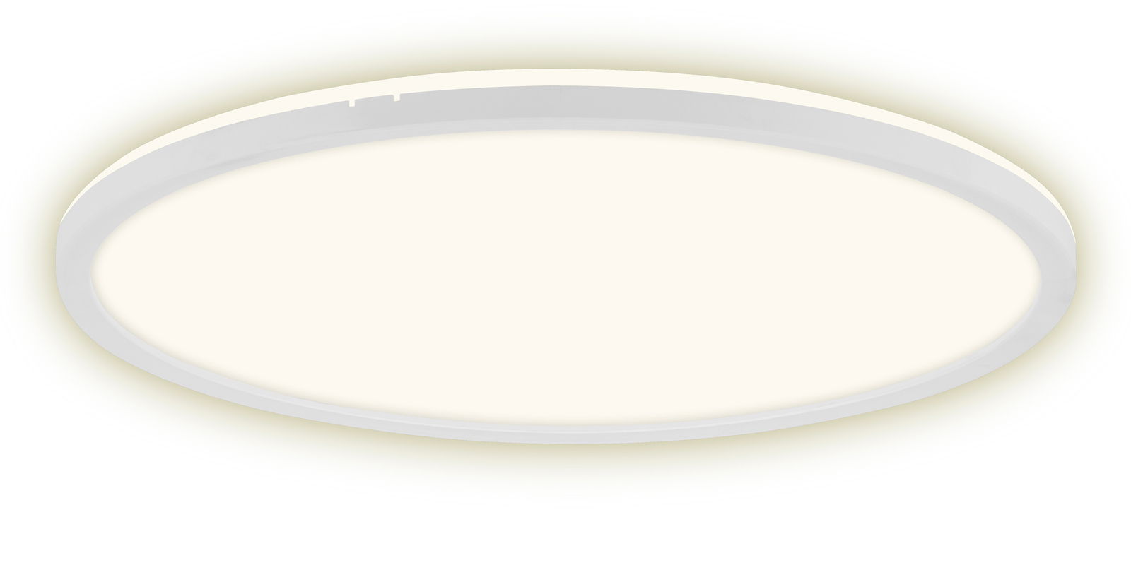 Runde LED-Deckenleuchte in Weiß, seitliche Perspektive