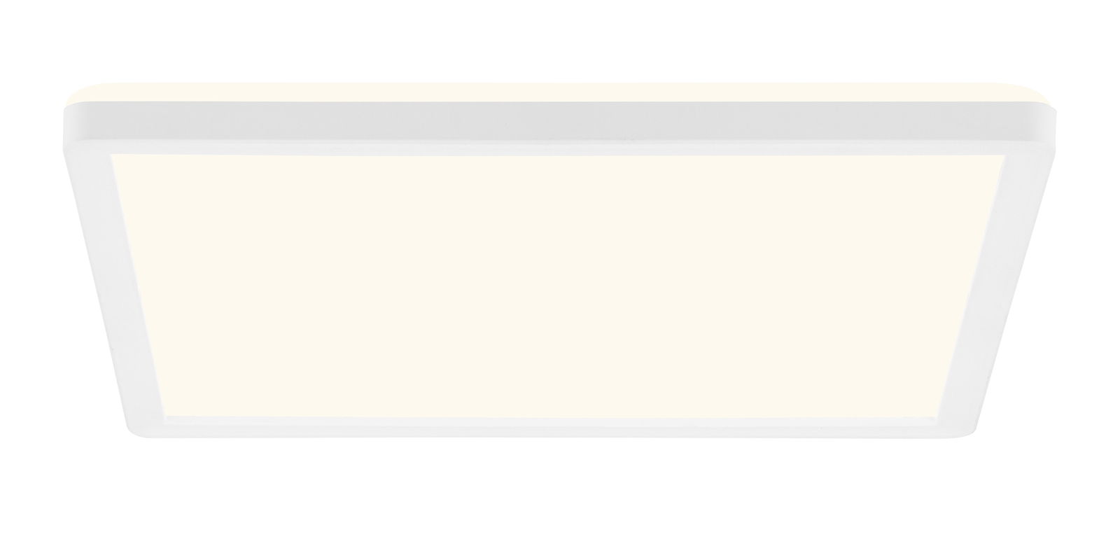 Quadratische LED-Deckenleuchte in Weiß, Ansicht von unten