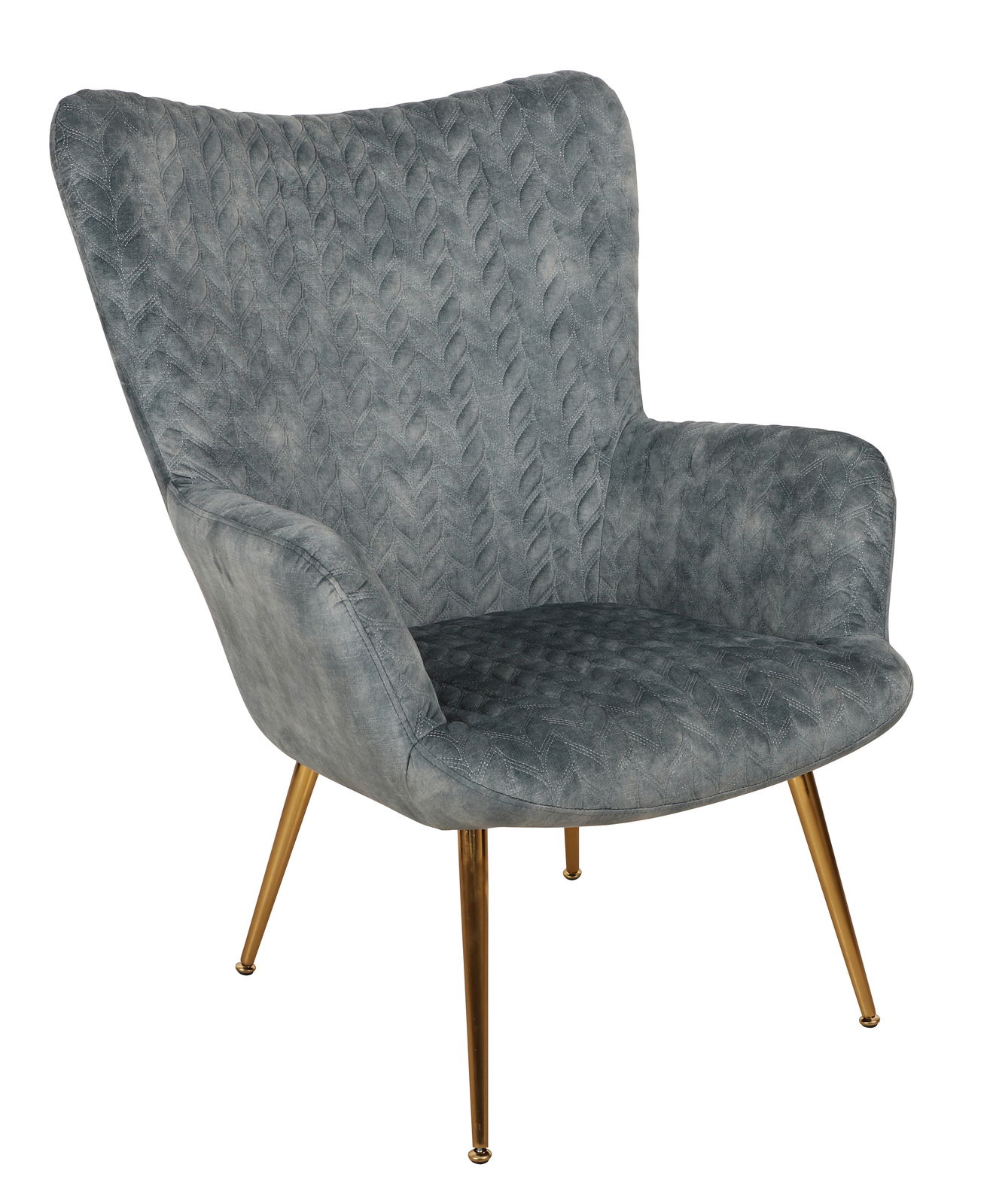 Z2 Sessel THEA Grauer Sessel mit goldenen Beinen, Vorderansicht