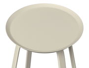 Runder Beistelltisch aus hellem Material, Ansicht von oben