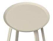 Runder Beistelltisch aus hellem Material, Ansicht von oben