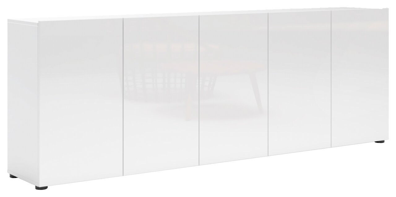 XORA XL-Sideboard MISTER LORD Weißes XL-Sideboard mit fünf Türen, seitliche Perspektive