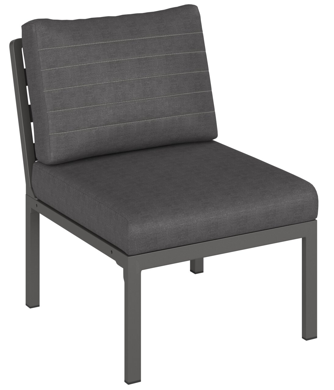 Ambia Garden Loungemittelteil CALIDA Graues Loungemittelteil mit gepolstertem Sitz und Rückenlehne, seitliche Perspektive