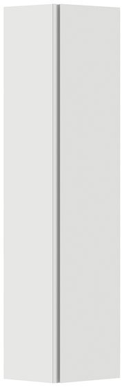 Weißer Hänge-Garderobenschrank mit einer Tür, frontal betrachtet.