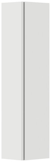 Weißer Hänge-Garderobenschrank mit einer Tür, frontal betrachtet.