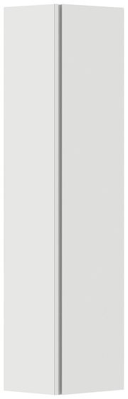 Weißer Hänge-Garderobenschrank mit einer Tür, frontal betrachtet.