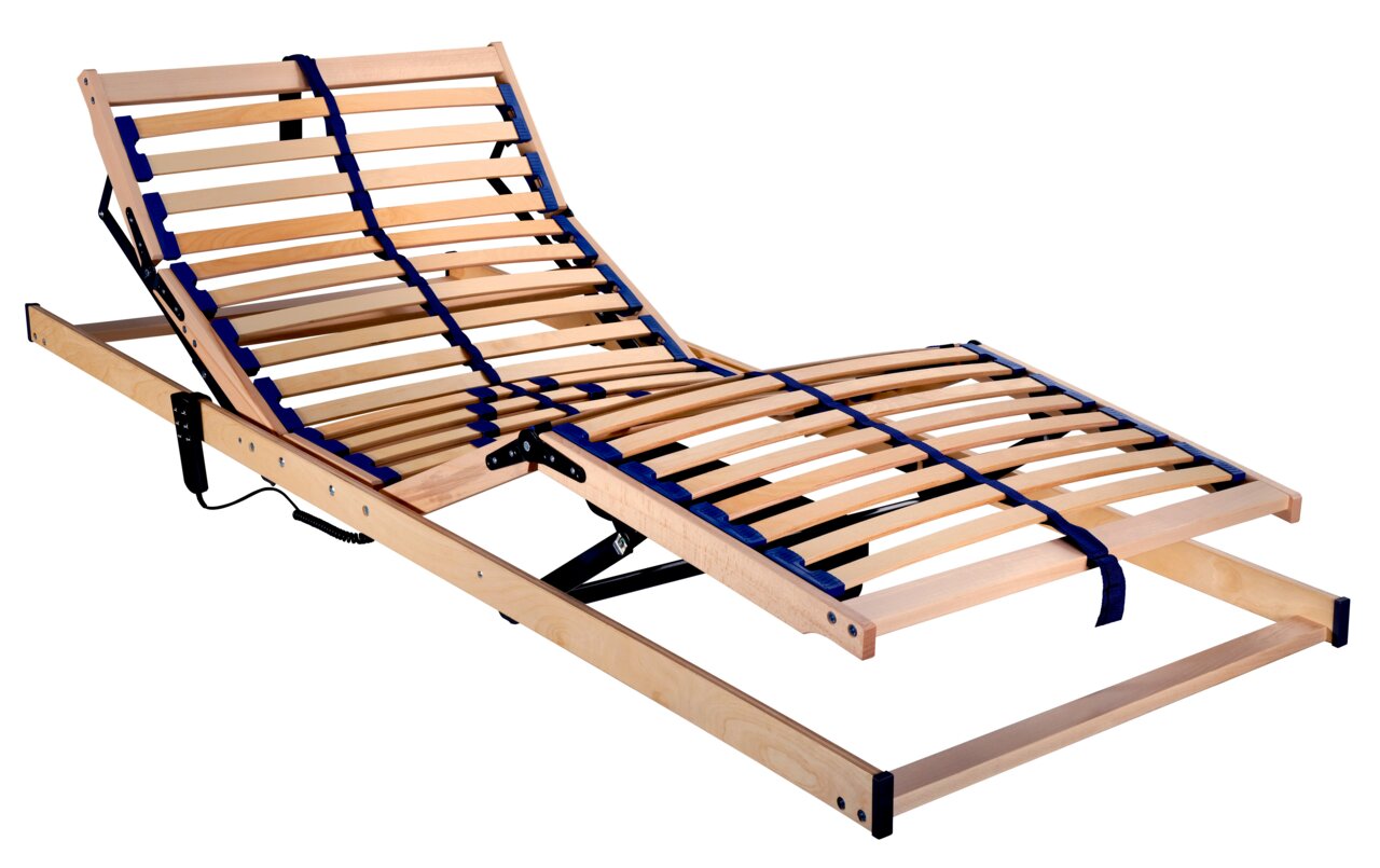 Federholzrahmen 80x220 mit verstellbaren Latten, seitliche Perspektive