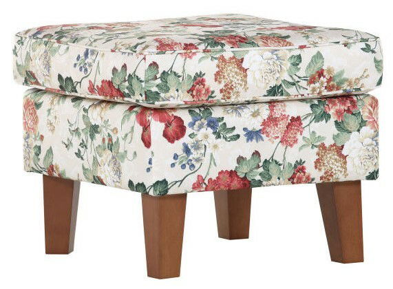 Zurbrüggen Hocker KIMBERLY Hocker mit floralem Muster und Holzbeinen, seitliche Perspektive