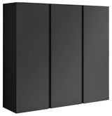 Schwarzer XL-Hängeschuhschrank mit drei Türen, seitliche Perspektive
