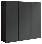 Schwarzer XL-Hängeschuhschrank mit drei Türen, seitliche Perspektive