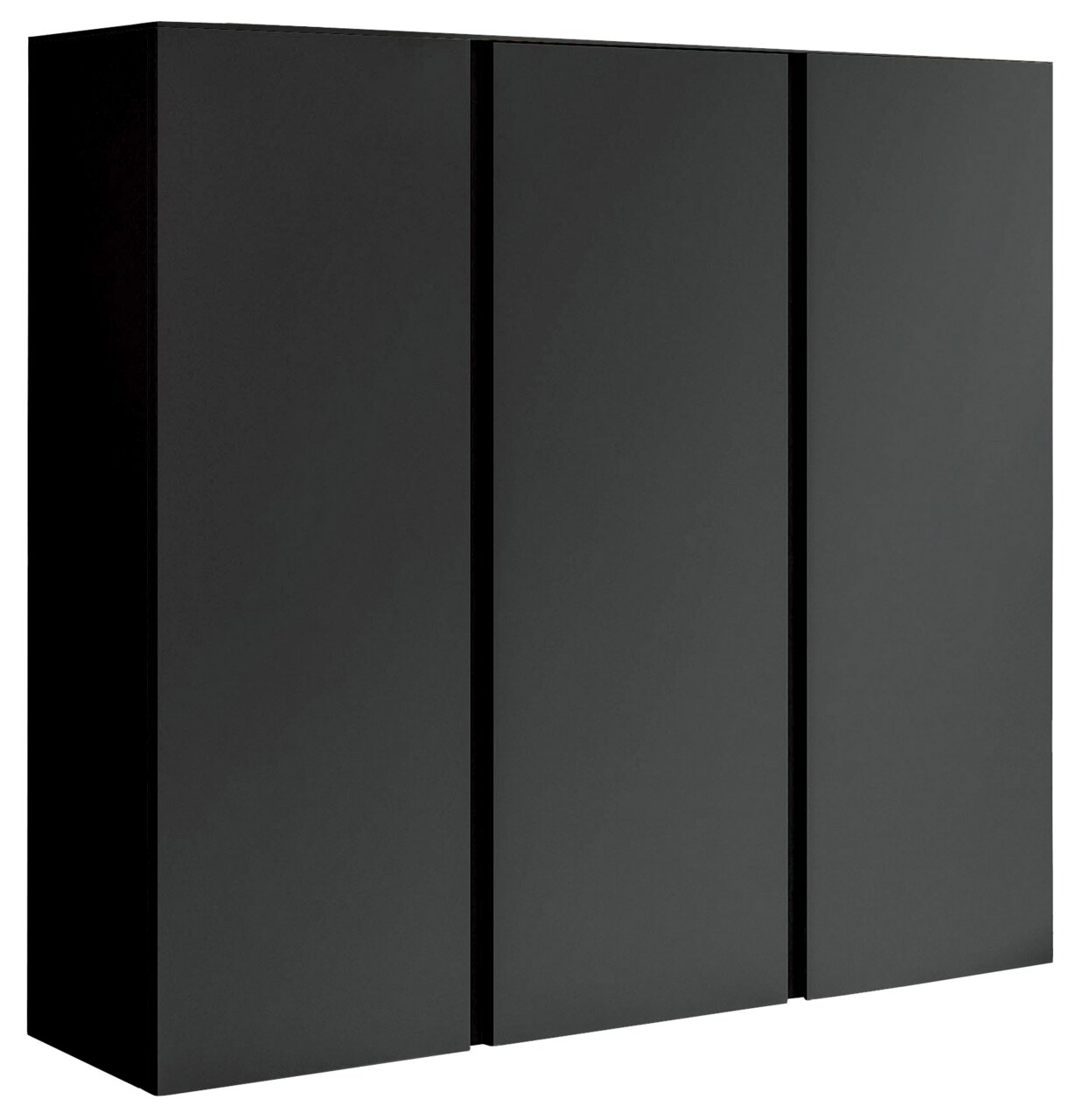 Moderano XL-Hängeschuhschrank LECCO Schwarzer XL-Hängeschuhschrank mit drei Türen, seitliche Perspektive