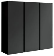 Schwarzer XL-Hängeschuhschrank mit drei Türen, seitliche Perspektive
