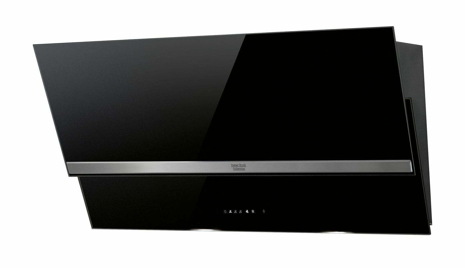 Schwarze Kopffrei-Haube mit modernem Design, seitliche Perspektive