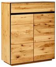 Schuhschrank aus Holz mit natürlicher Maserung, seitliche Perspektive