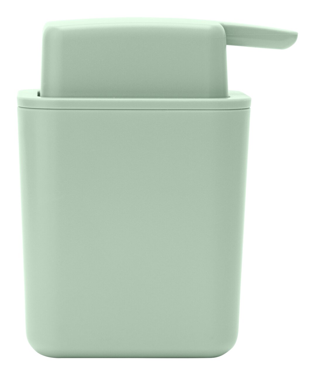 Zeepdispenser in mintgroene kleur, afgebeeld van voren