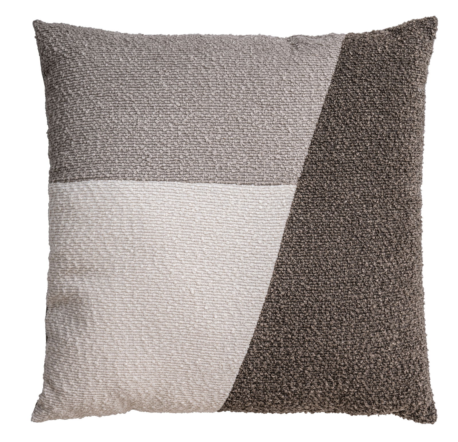 Dekoratives Kissen 45x45cm mit geometrischem Muster in verschiedenen Grautönen, Vorderansicht