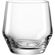 Close-up van een doorzichtige drinkbeker met een inhoud van 310 ml, onderdeel van een set van 6 stuks, op een witte achtergrond.